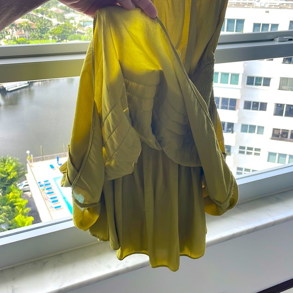 Mustard Seed One Shoulder Chartreuse Dress Small - Picture 7 of 10